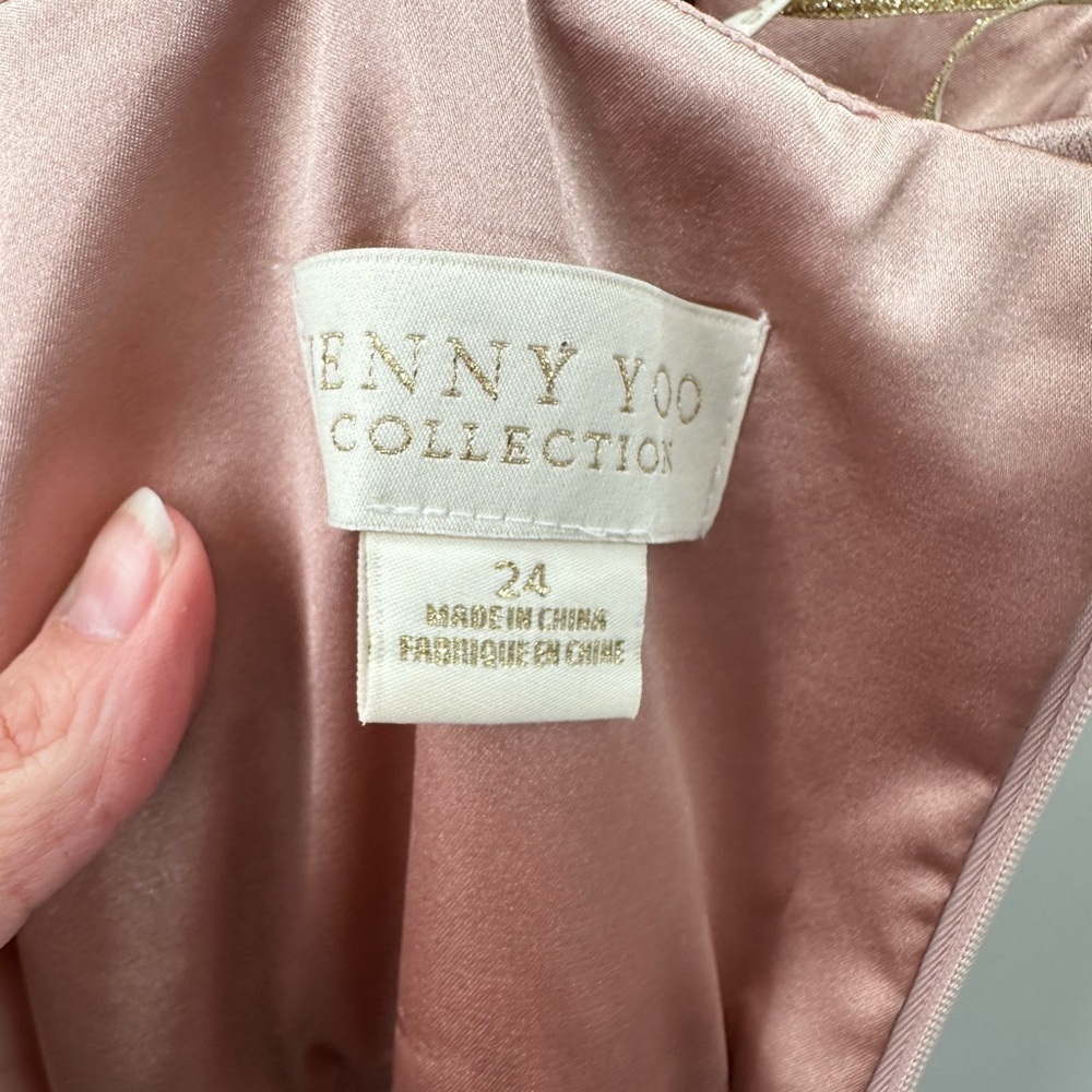 NWT JENNY YOO Alessia satin elegant formal Apricot bridal wedding cocktail gown - Picture 10 of 16